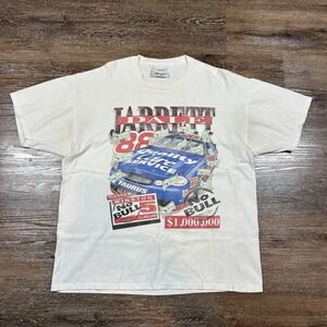 Vintage 1990s NASCAR Shirt XL Dale Jarrett‎ All Over Print Race T Racing #88